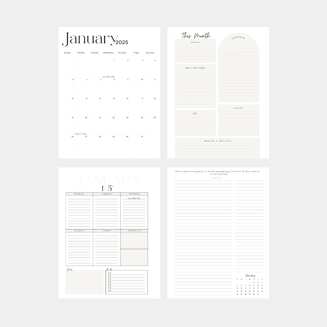 July 2025 - June 2026 Weekly Planner with Inspirational Quotes