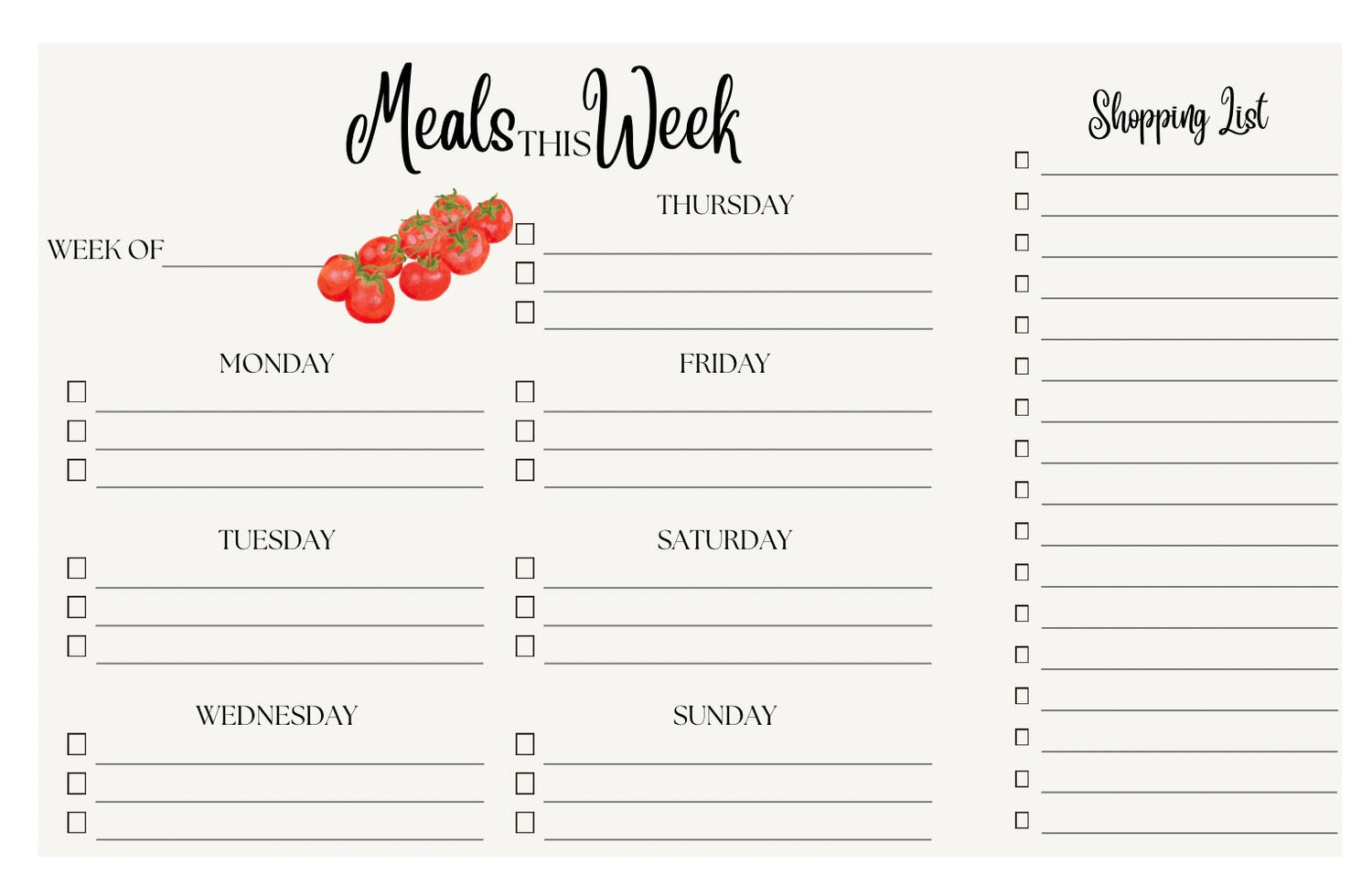 Weekly Meal Planners